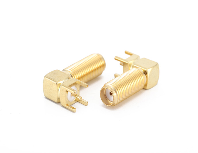 SMA Female Right Angle Bulkhead PCB Mount RF Coaxial Connector