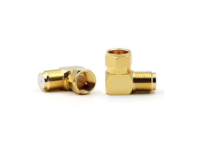 RF Adapter F Male to Female Right Angle
