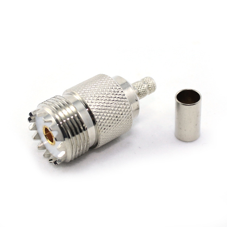 用于 RG 59 电缆射频同轴连接器的 UHF 母头压接端子