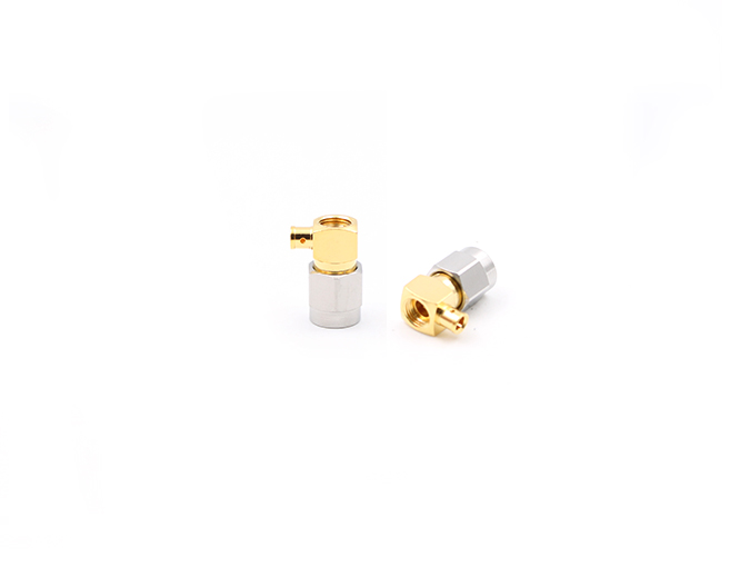 射频连接器 SMA 公头直角接头，适用于 .086/RG405 电缆