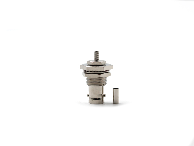 射频连接器 BNC 母头隔板接头，适用于 RG316 电缆压接
