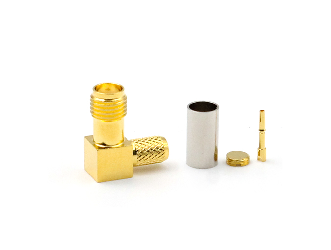用于 RG 58 电缆射频同轴连接器的 SMA 母头直角压接接头