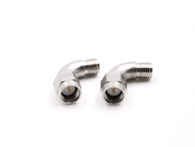 SMA Male to SMA Female Right Angle Stainless Steel RF Adapter