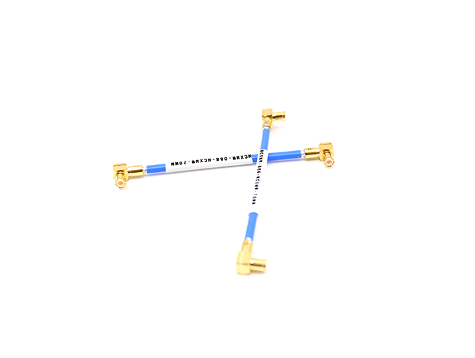 Cable Assembly Double MCX Male Right Angle with .086/RG405 Cable, Length 70mm
