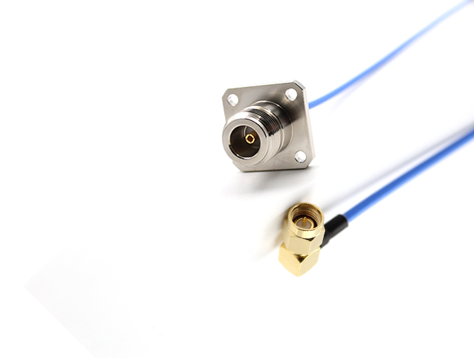 RF Cable Assembly N Female Flange and SMA Male Right angle with RG405/.086 Cable, length 230MM