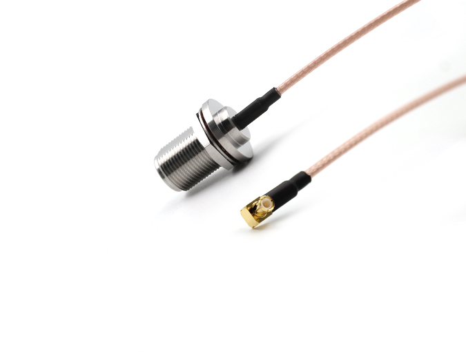 Cable Assembly N Female Bulkhead and MCX Male Right Angle with RG316 Cable, length 150mm